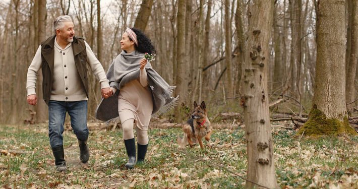 couple running the forest