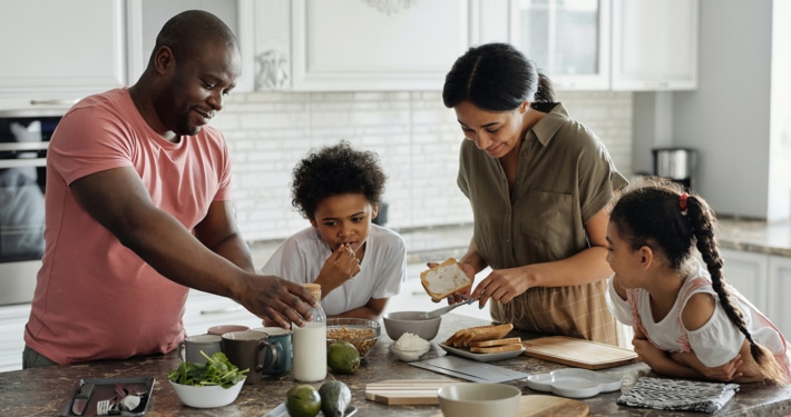 family in kitchen